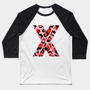 Letter X Watercolour Leopard Print Alphabet Baseball T-Shirt